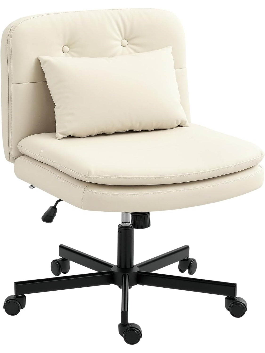Burostuhl mit extra breitem Sitz doppellagiger Polsterung und Kissen in Beige