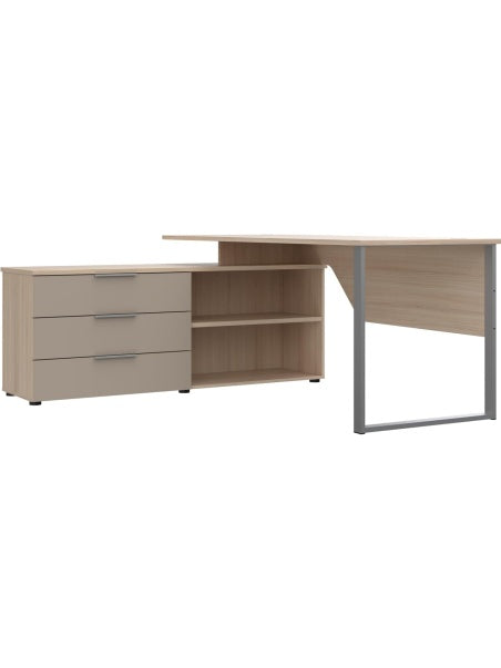 Grosser Burotisch in Eichenoptik 180 x 77 x 160 cm fur Buro Homeoffice und Arbeitszimmer