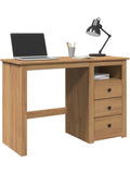 Panama Schreibtisch aus massivem Kiefernholz 112 x 45 x 75 cm mit drei Schubladen und Ablage