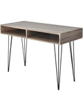 Schreibtisch 110 x 50 x 76 cm mit zwei Ablagefachern MDF Tischplatte und Metallgestell in Grau