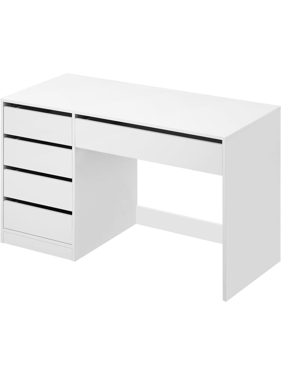 Schminktisch mit funf Schubladen ohne Spiegel als Schreibtisch oder Computertisch 120 x 55 x 75 cm in Weiss