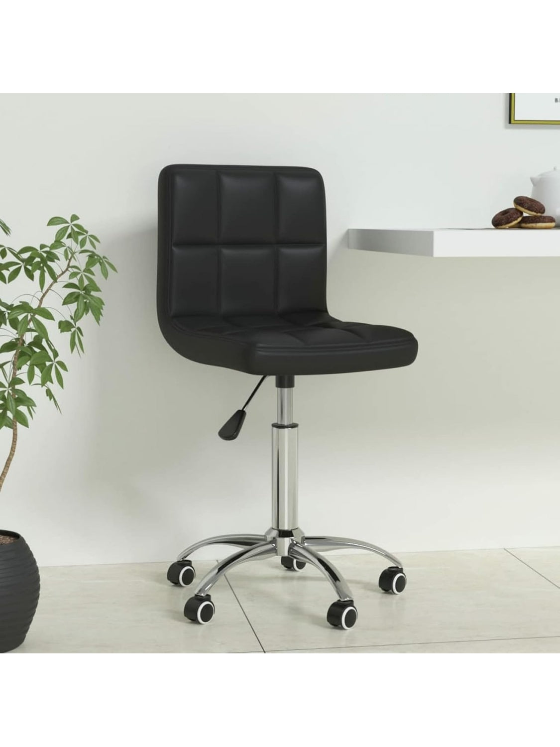 Drehbarer Burostuhl aus Kunstleder in Schwarz fur Buro und Arbeitszimmer