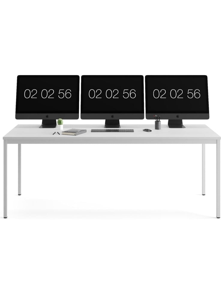Stahl Schreibtisch 200 x 80 x 75 cm in Grau als Buro Computer oder Mehrzwecktisch mit robuster Konstruktion