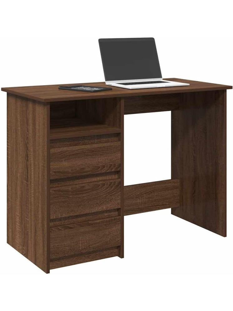 Platzsparender Schreibtisch in brauner Eichenoptik 102 x 50 x 75 cm mit Schublade und Ablagefach