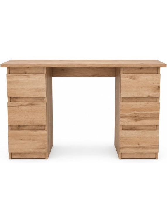 Schreibtisch 120 cm mit sechs Schubladen in Wotan Eiche