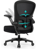 Ergonomischer Burostuhl mit Netzrucken Lordosenstutze klappbaren Armlehnen und 130 Grad Neigung