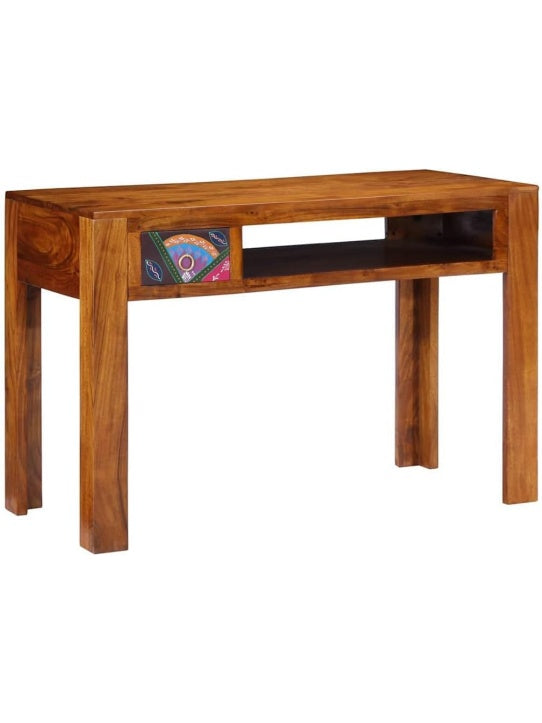 Akazienholz Schreibtisch in Braun 110 x 50 x 73 cm mit Schublade und praktischem Stauraum