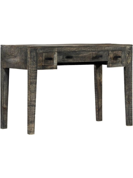 Schreibtisch aus massivem Mangoholz 110 x 50 x 75 cm mit drei Schubladen in Schwarz fur Buro und Gaming